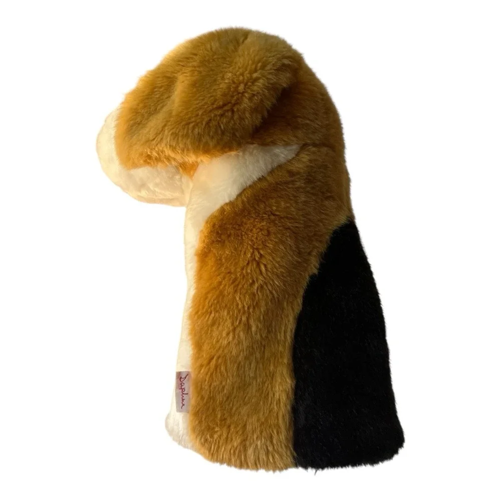 Dog Golf Club Driver Head Cover Headcover Plush Dog Golfing Brown